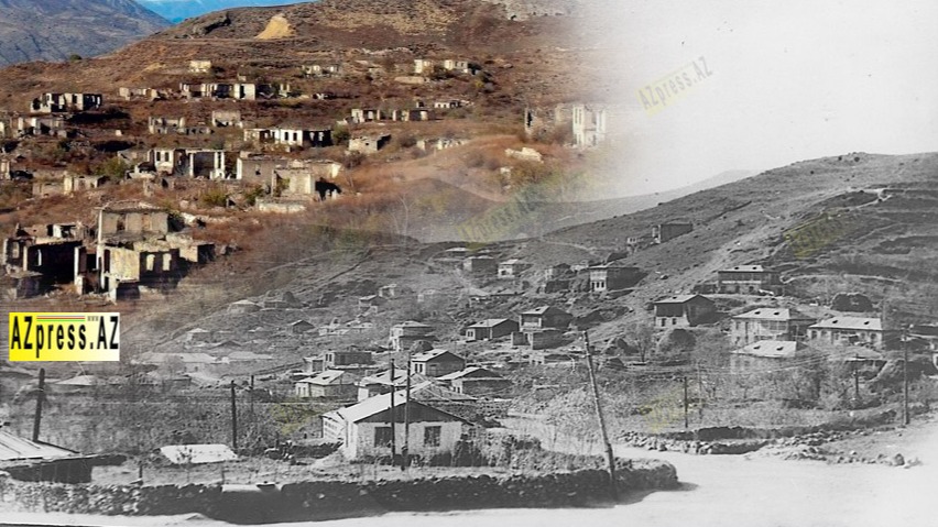 <p>Laçın rayonunun Minkənd kəndi işğaldan&nbsp;əvvəl və işğaldan sonra</p>